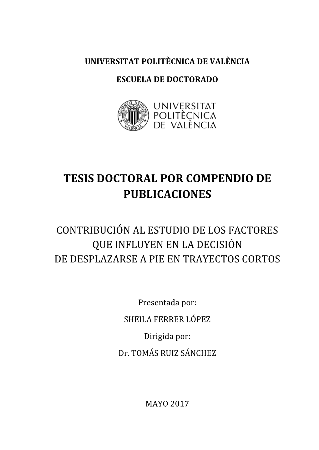 Tesis Doctoral Por Compendio De Publicaciones