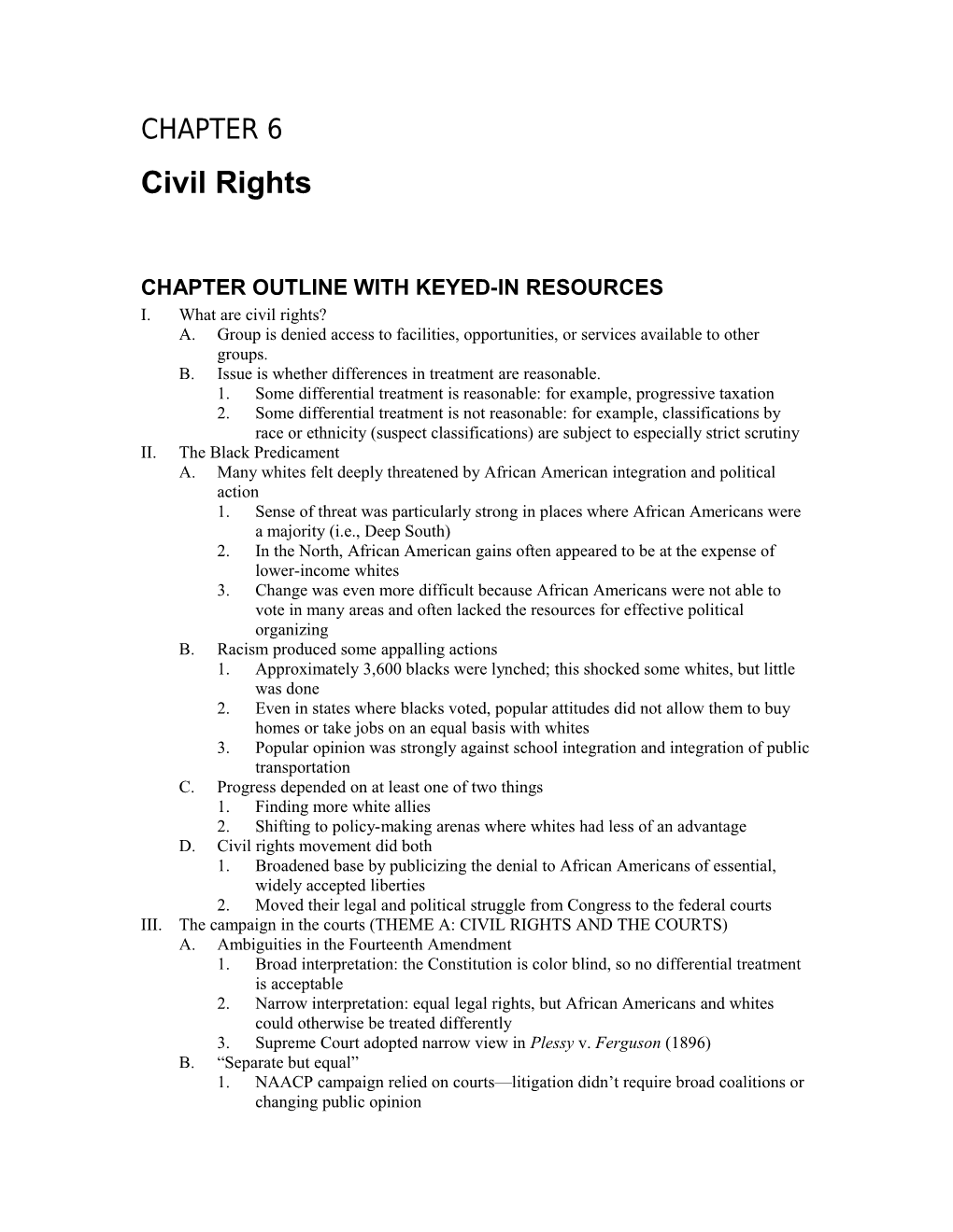 Chapter Outline with Keyed-In Resources