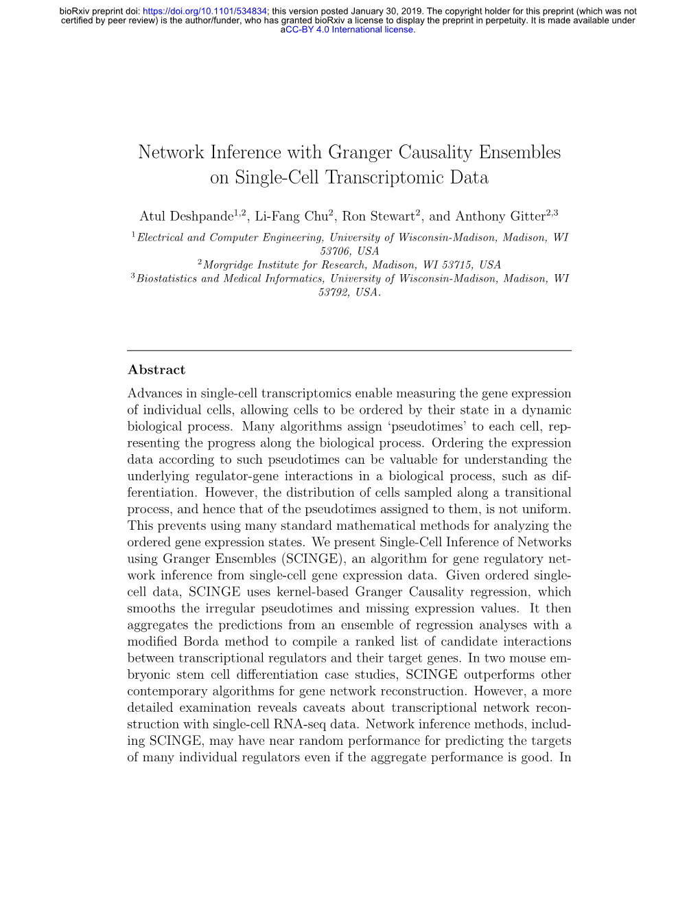 Network Inference with Granger Causality Ensembles on Single-Cell Transcriptomic Data