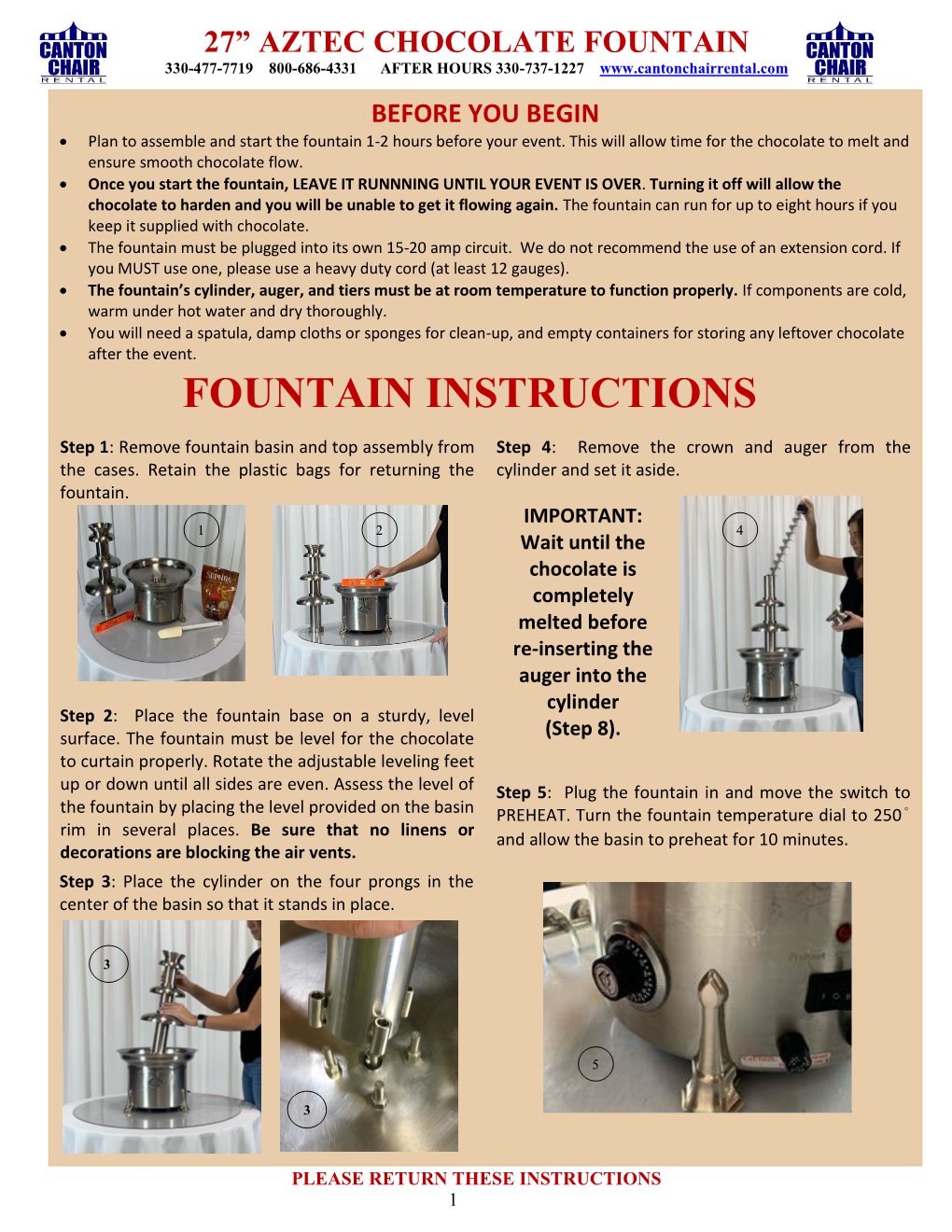 Fountain Instructions