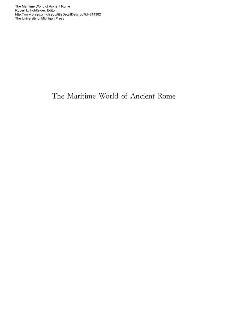 The Maritime World of Ancient Rome Robert L