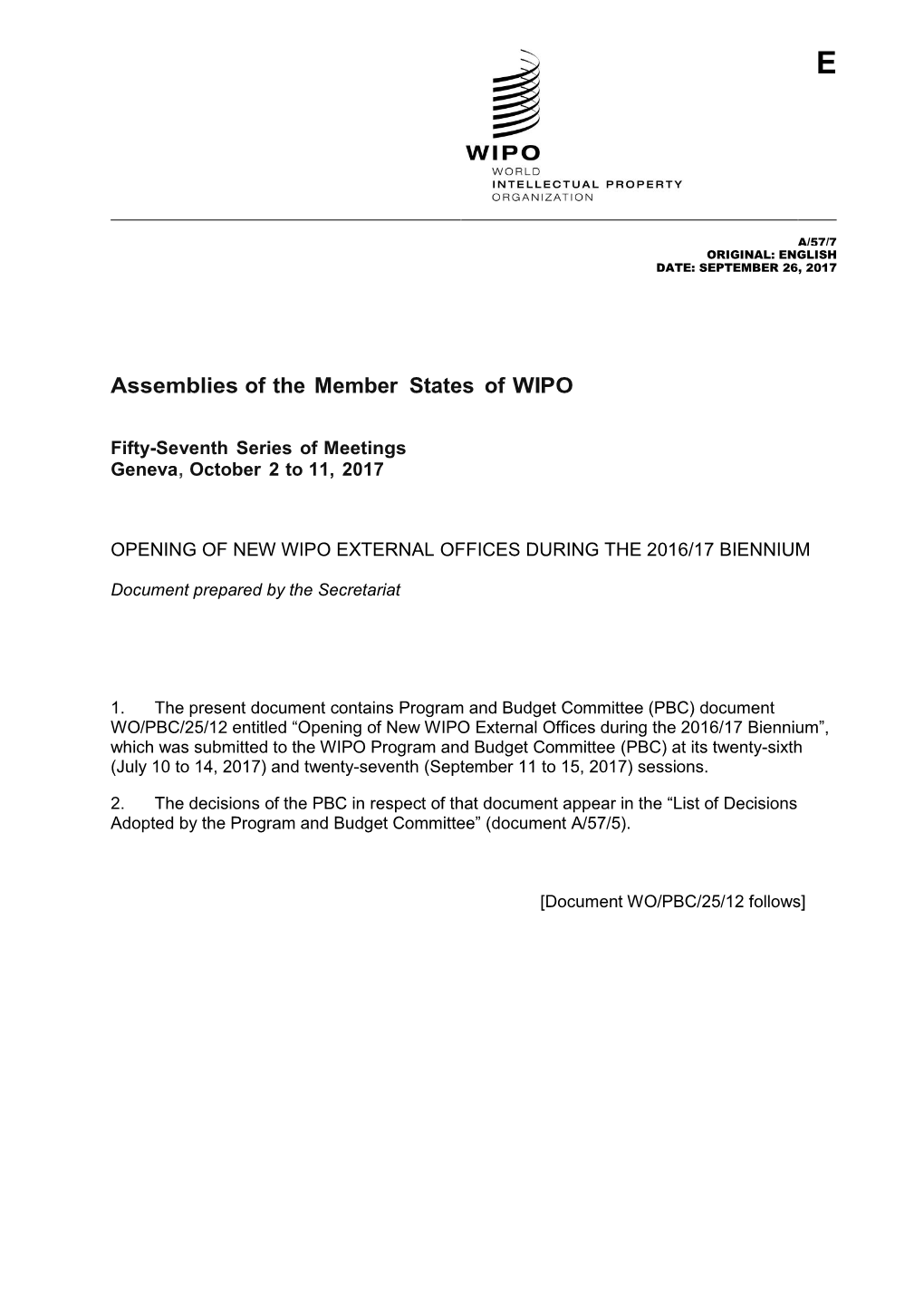 Assemblies of the Member States of WIPO