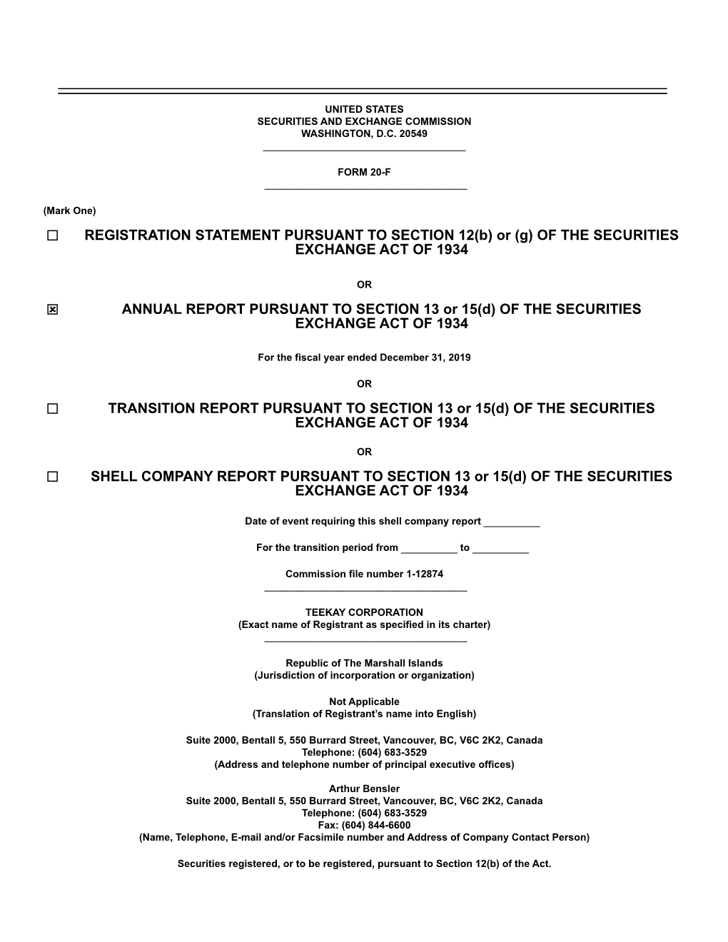 REGISTRATION STATEMENT PURSUANT to SECTION 12(B) Or (G) of the SECURITIES EXCHANGE ACT of 1934