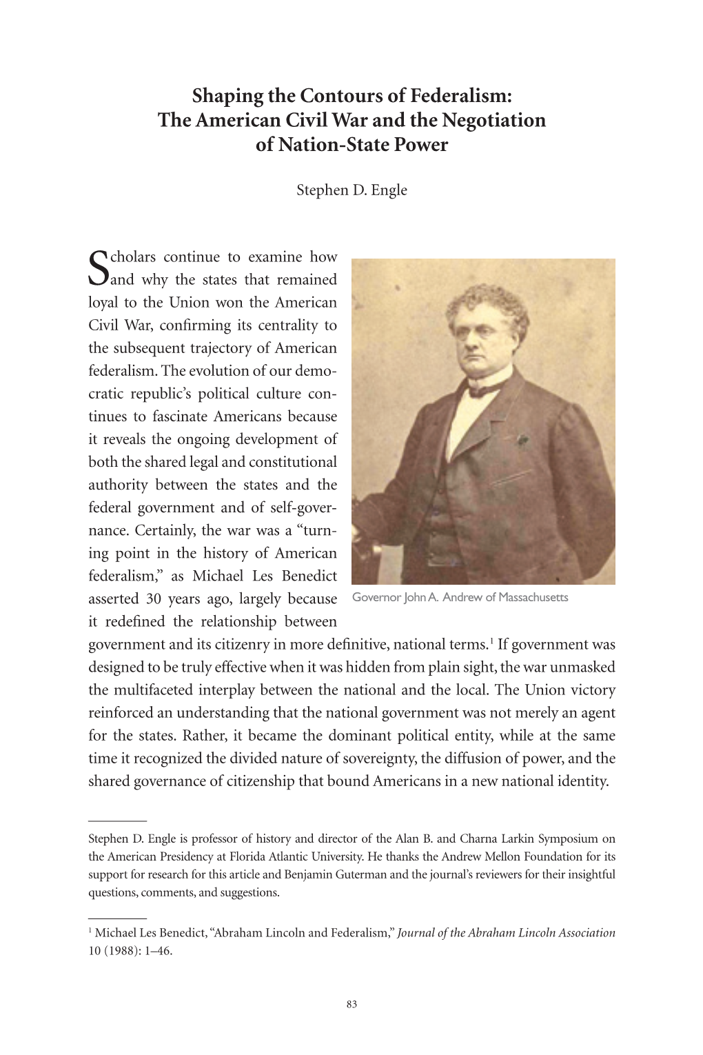 Shaping the Contours of Federalism: the American Civil War and the Negotiation of Nation-State Power