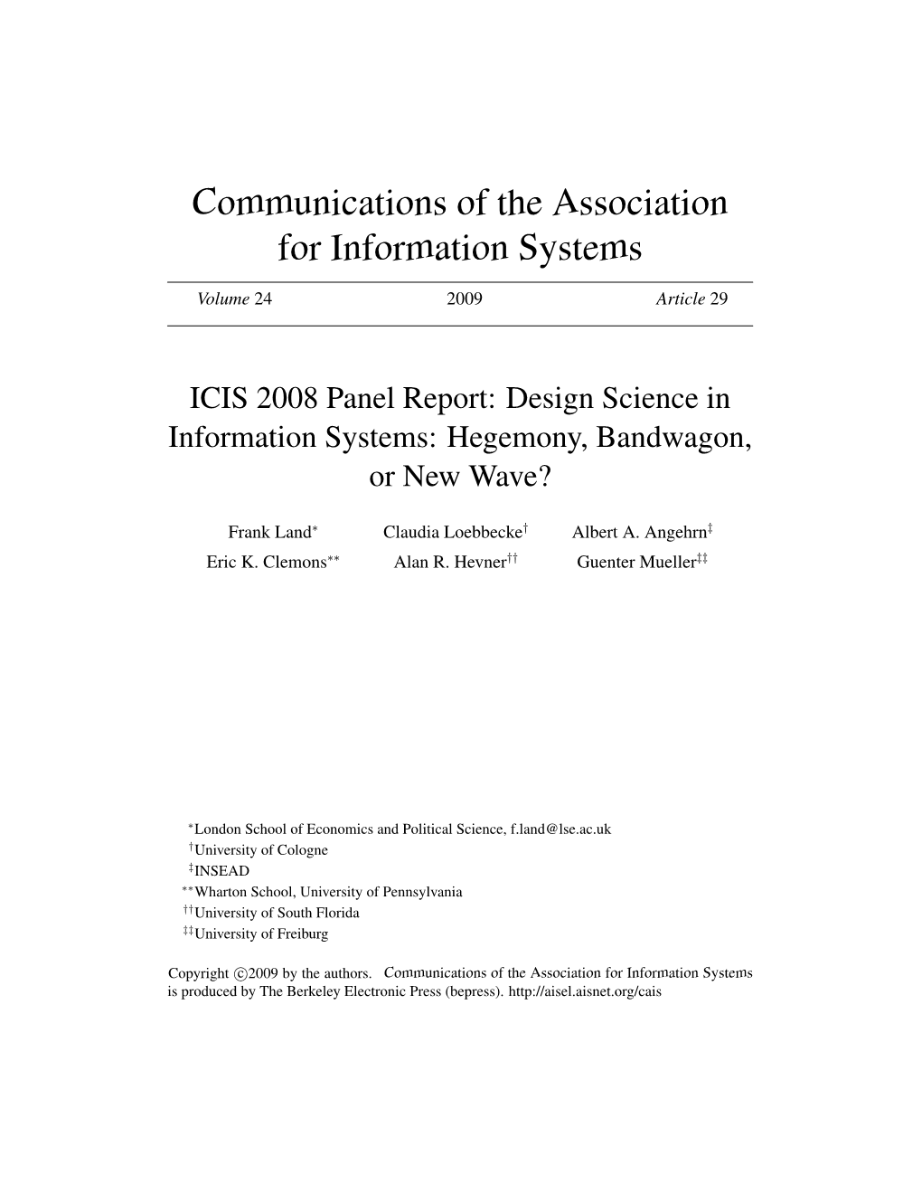 Communications of the Association for Information Systems