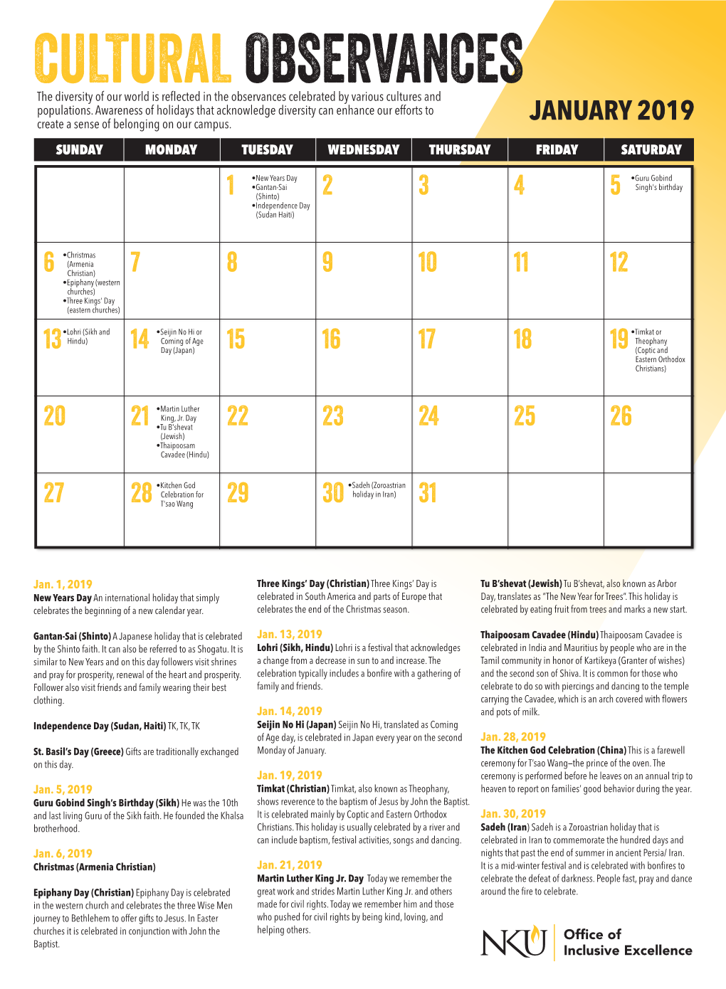 Cultural Observances Calendar