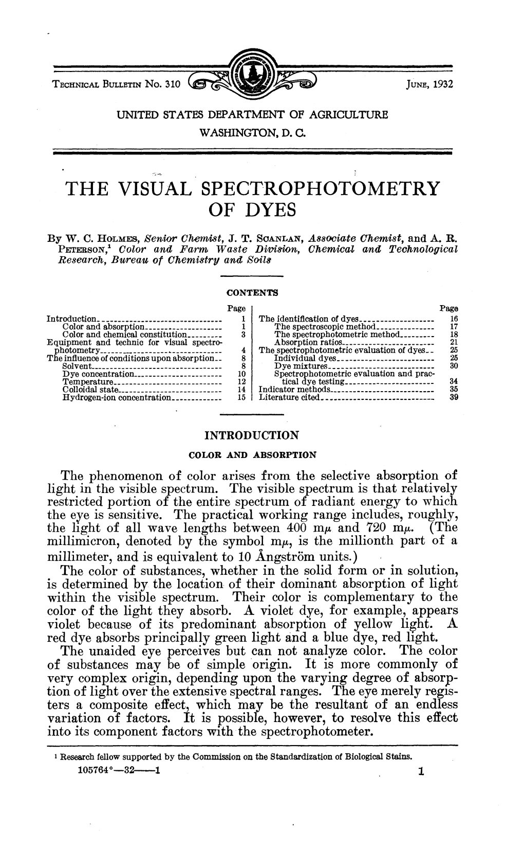 The Visual Spectrophotometry of Dyes