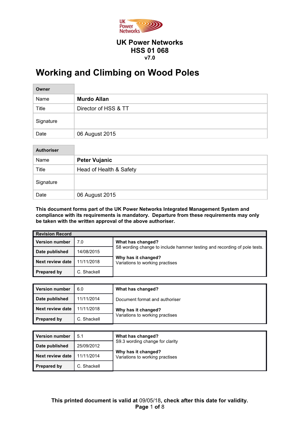 HSS 01 068 Working and Climbing on Wood Poles