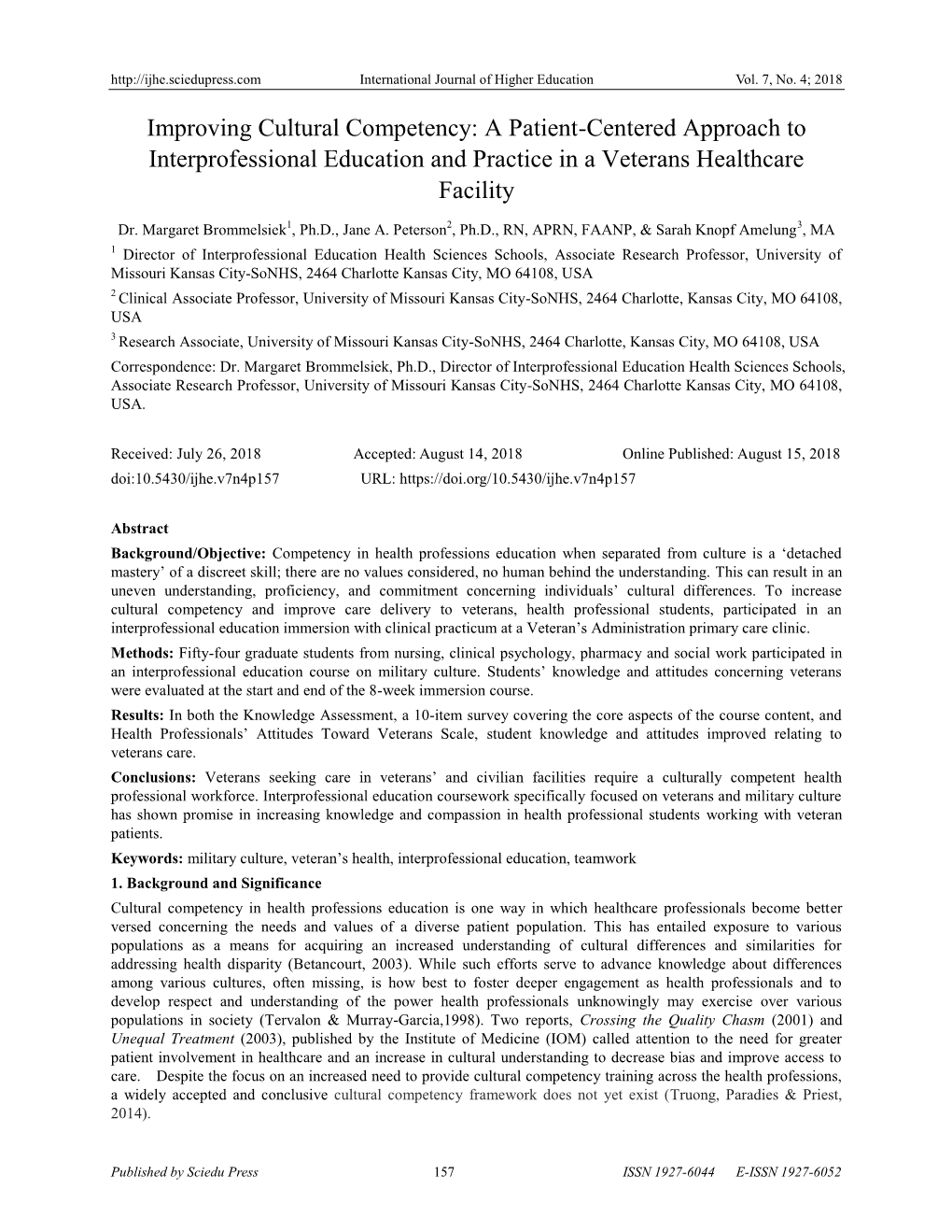 Improving Cultural Competency: a Patient-Centered Approach to Interprofessional Education and Practice in a Veterans Healthcare Facility