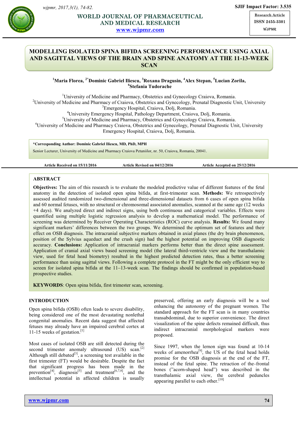 Modelling Isolated Spina Bifida Screening Performance Using Axial and Sagittal Views of the Brain and Spine Anatomy at the 11-13-Week Scan