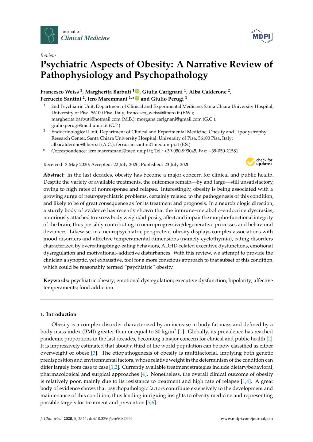 Psychiatric Aspects of Obesity: a Narrative Review of Pathophysiology and Psychopathology
