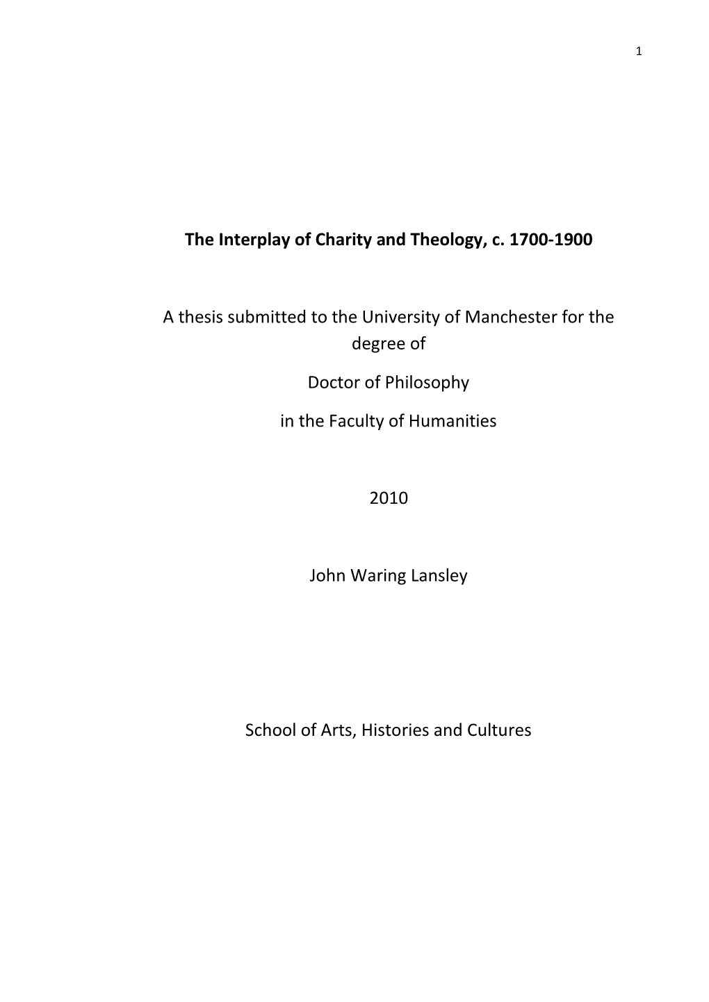 The Interplay of Charity and Theology, C