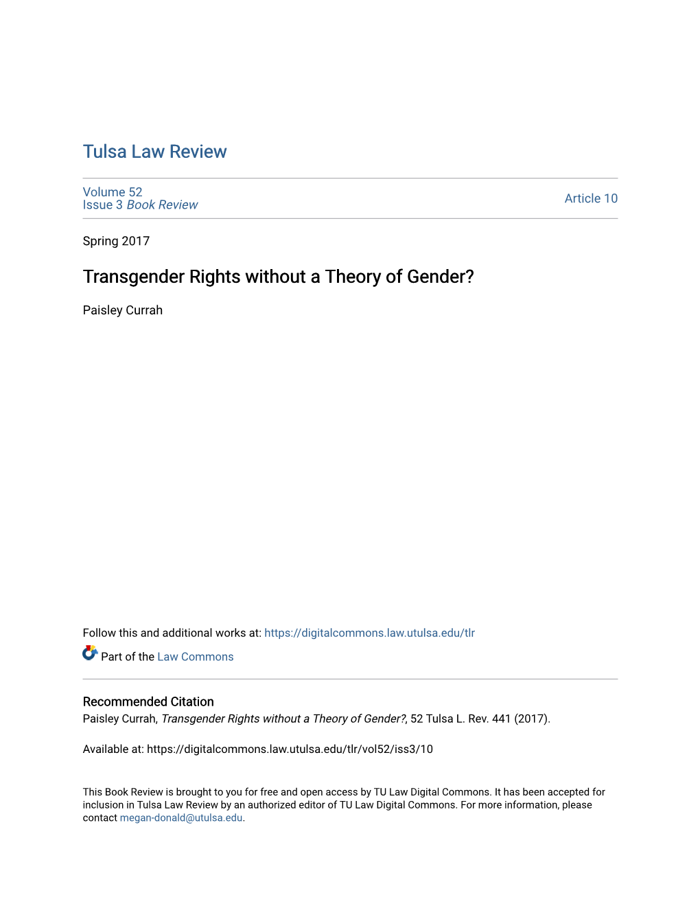 Transgender Rights Without a Theory of Gender?