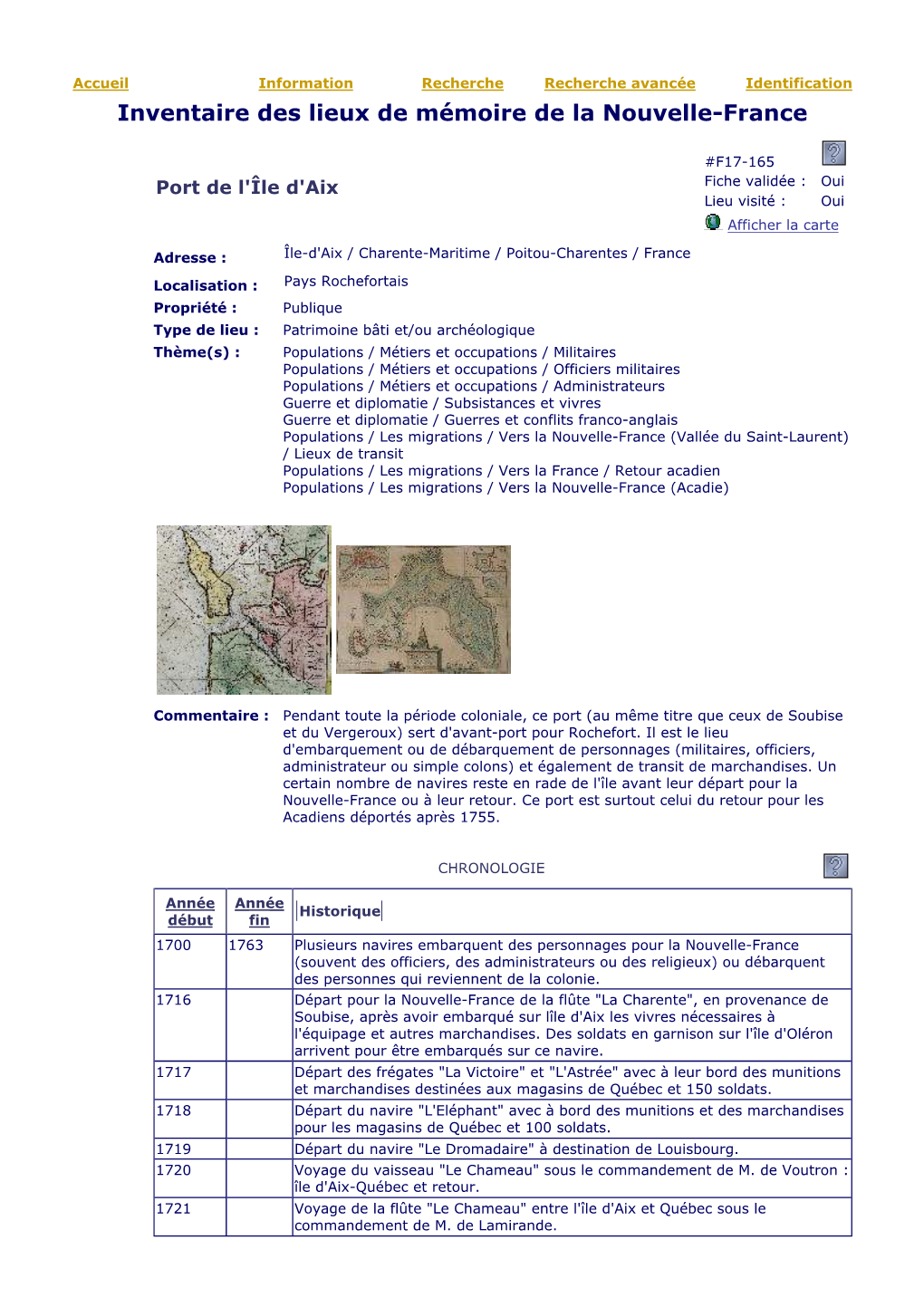 F17-165 Port De L'île D'aix Fiche Validée : Oui Lieu Visité : Oui Afficher La Carte