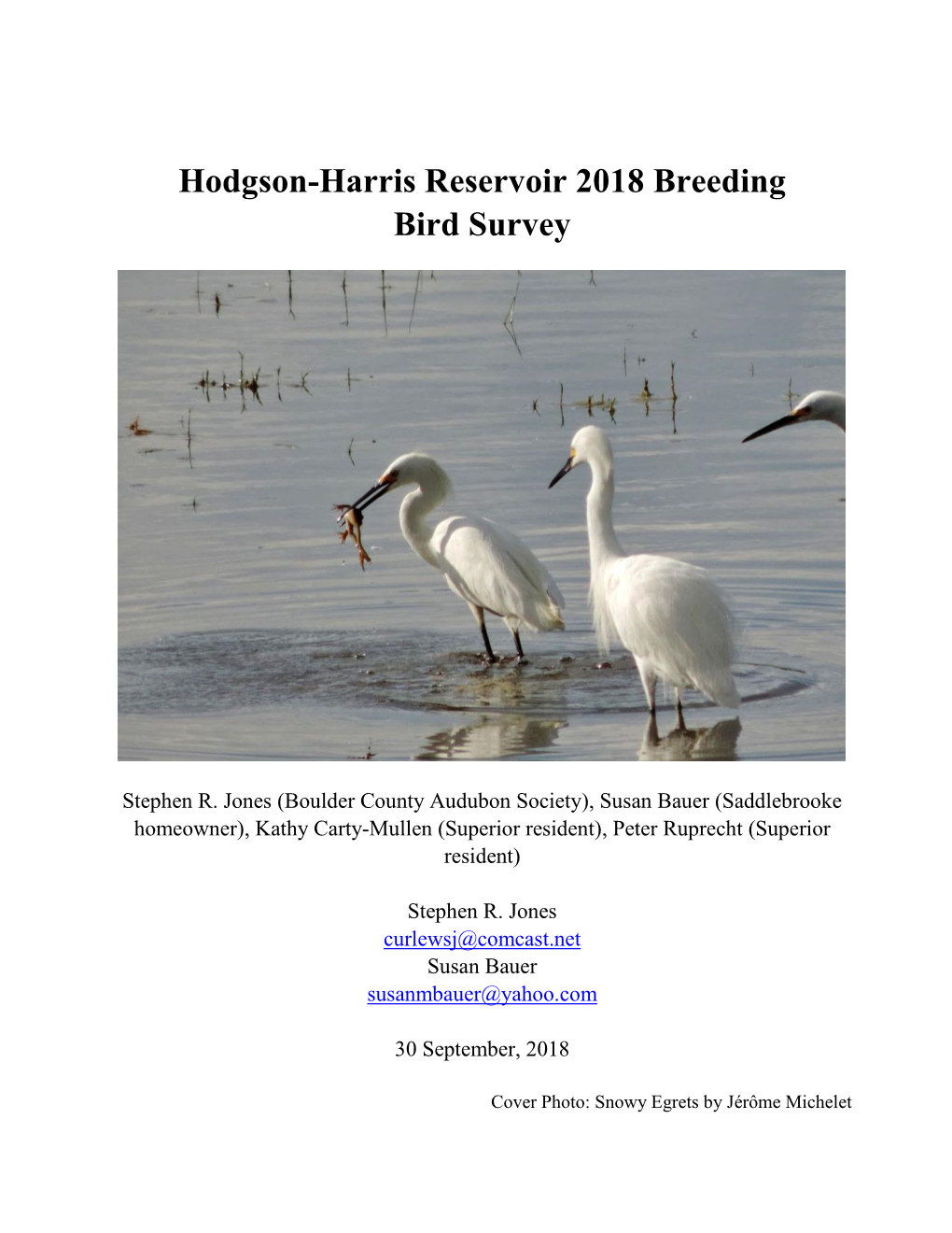 Hodgson-Harris Reservoir 2018 Breeding Bird Survey