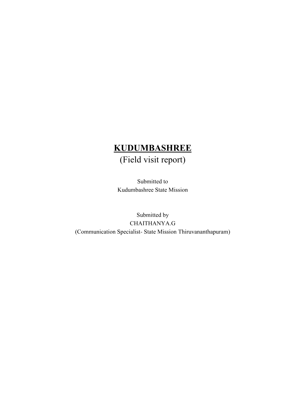 KUDUMBASHREE (Field Visit Report)