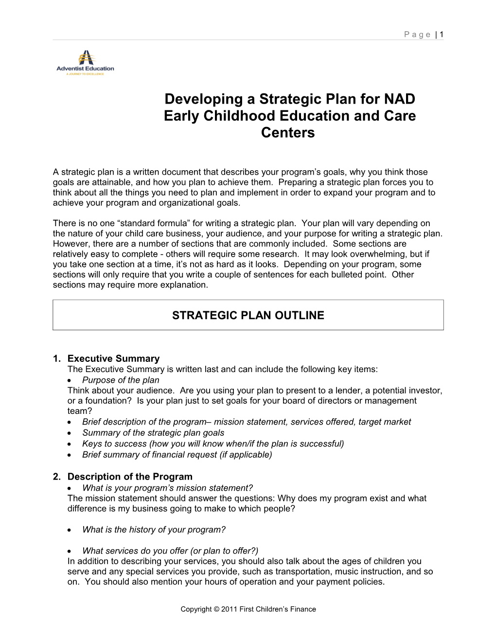 Strategic Plan Outline