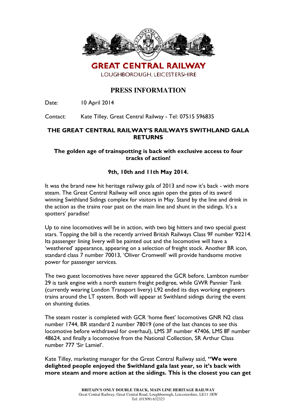 The Great Central Railway's Railways Swithland Gala Returns