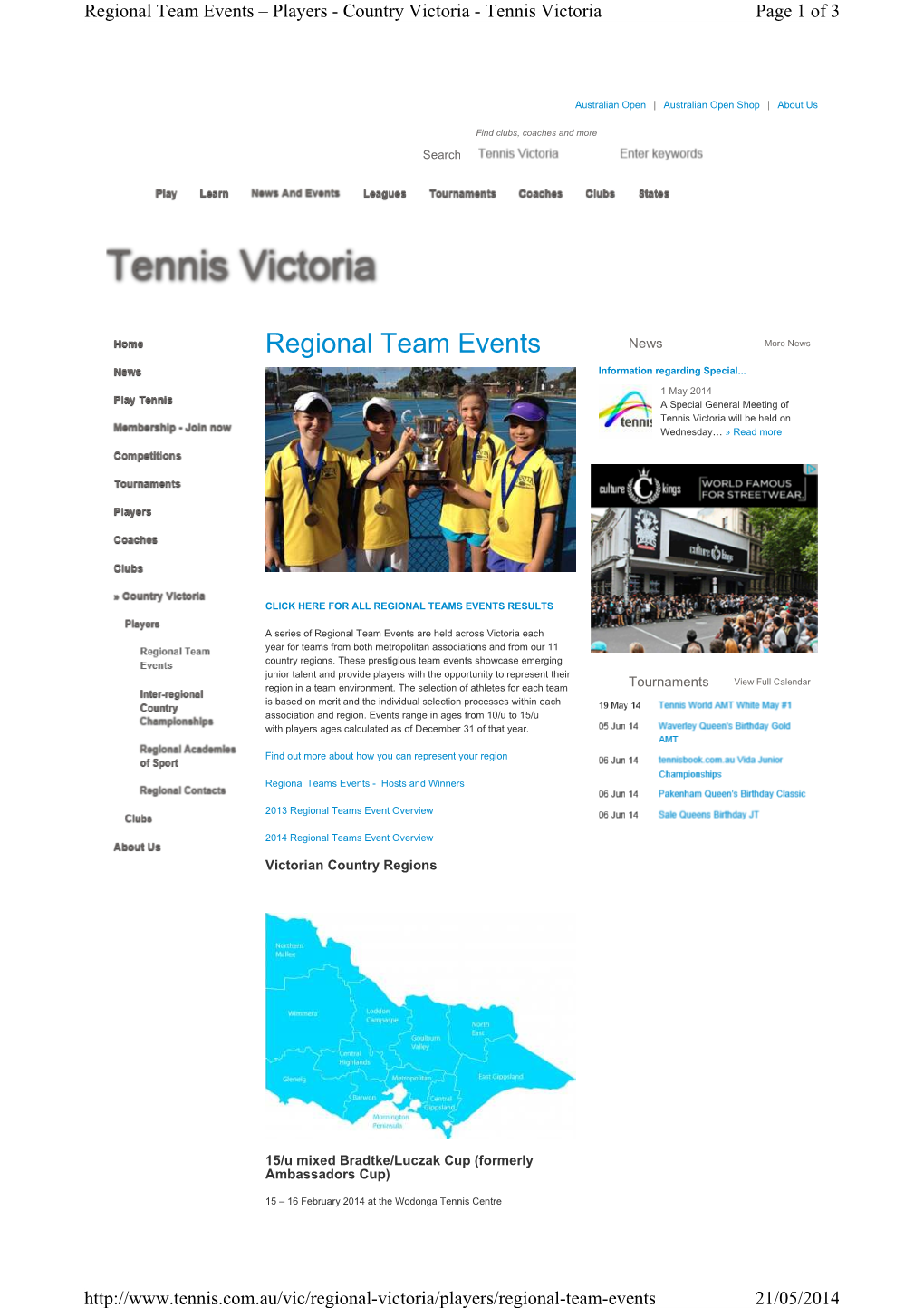 Regional Team Events – Players - Country Victoria - Tennis Victoria Page 1 of 3