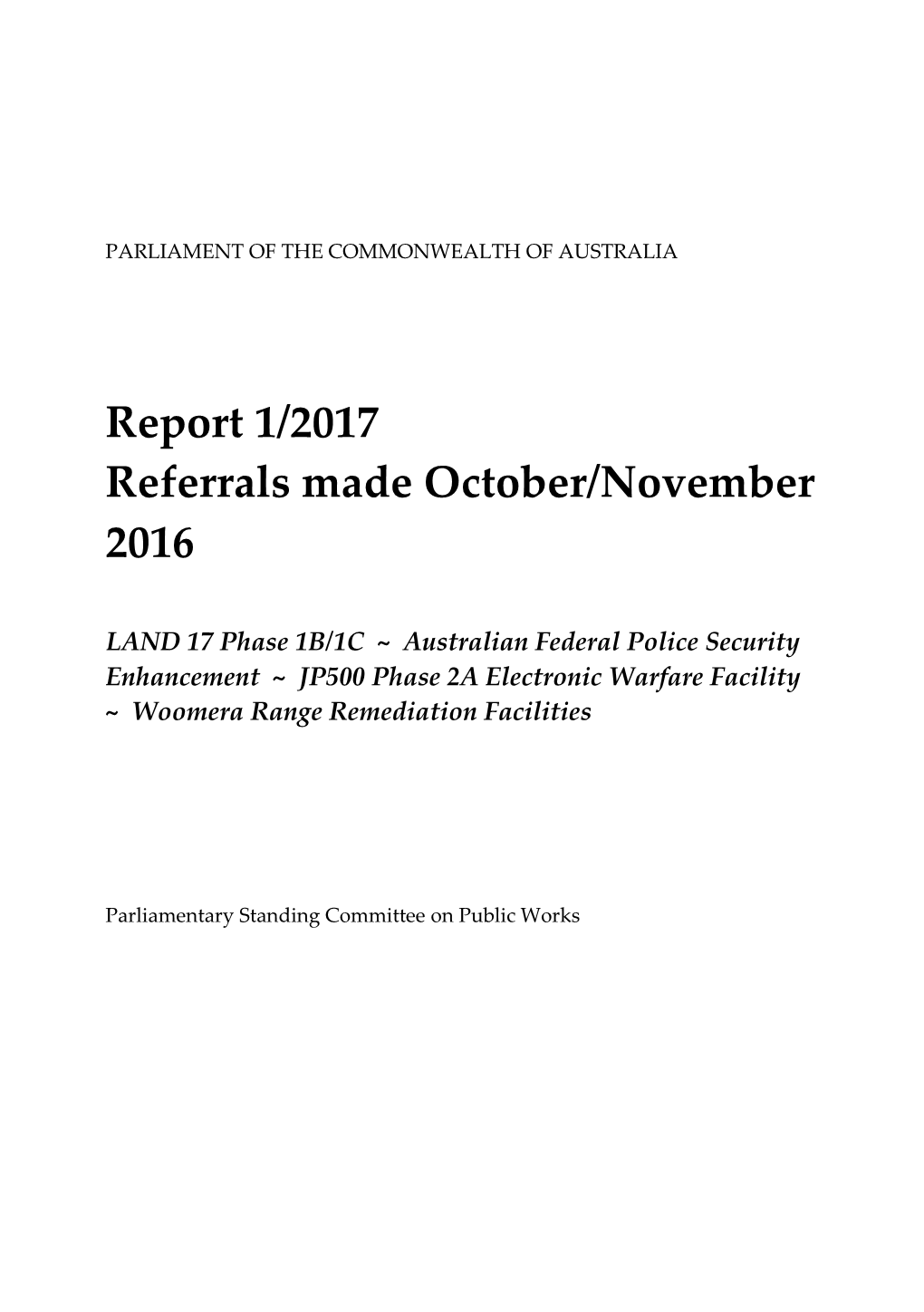 Report 1/2017 Referrals Made October/November 2016