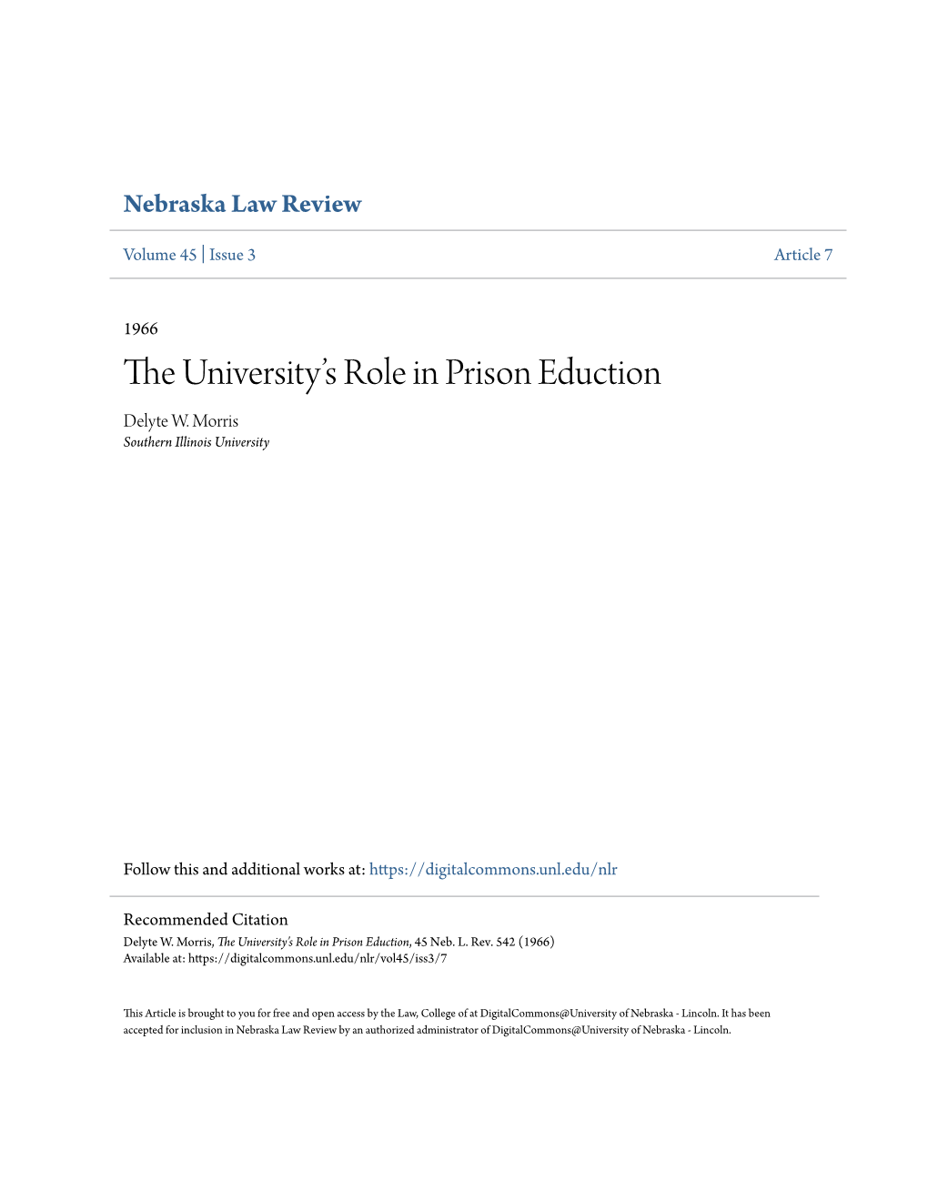 The University's Role in Prison Eduction