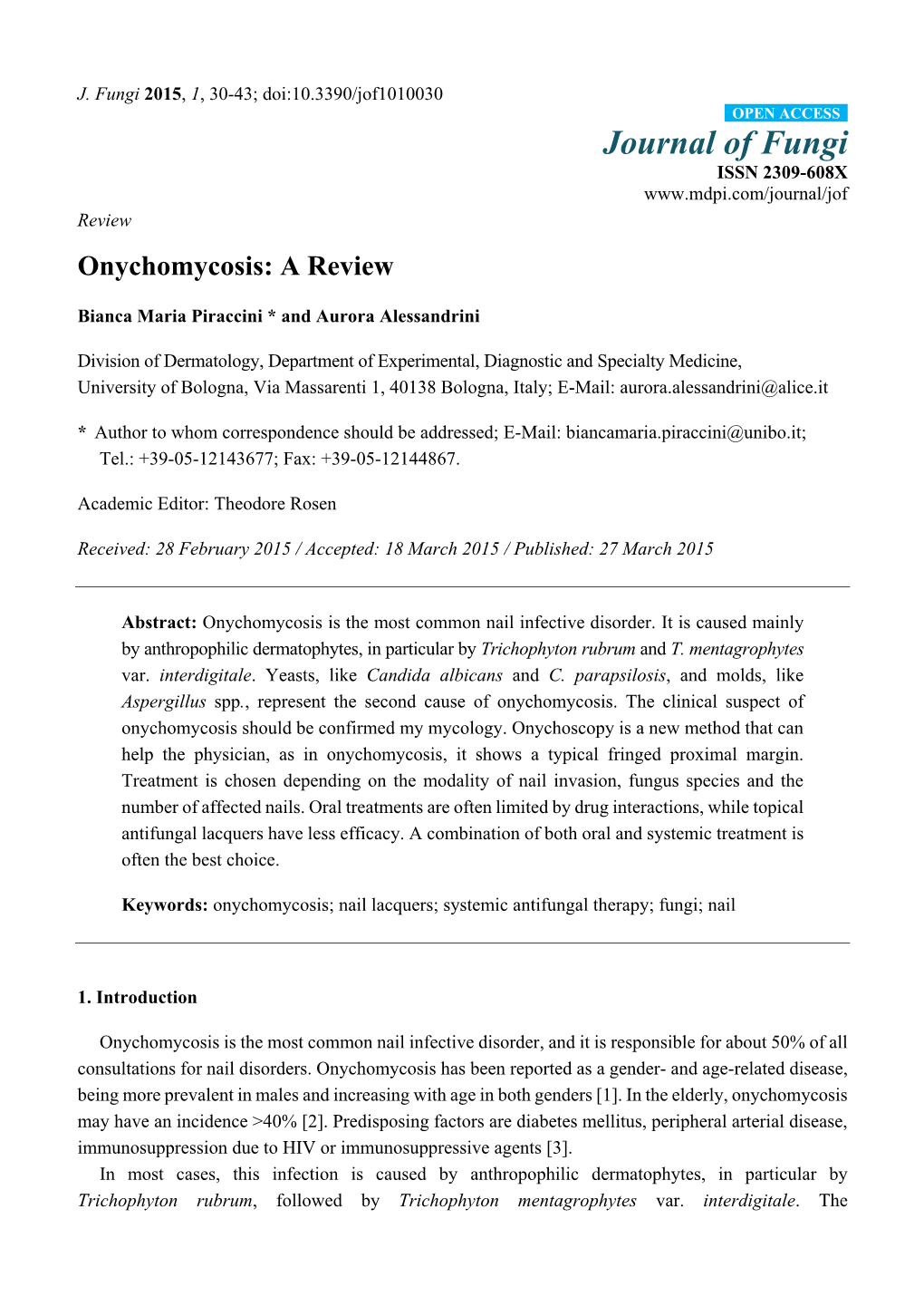 Onychomycosis: a Review