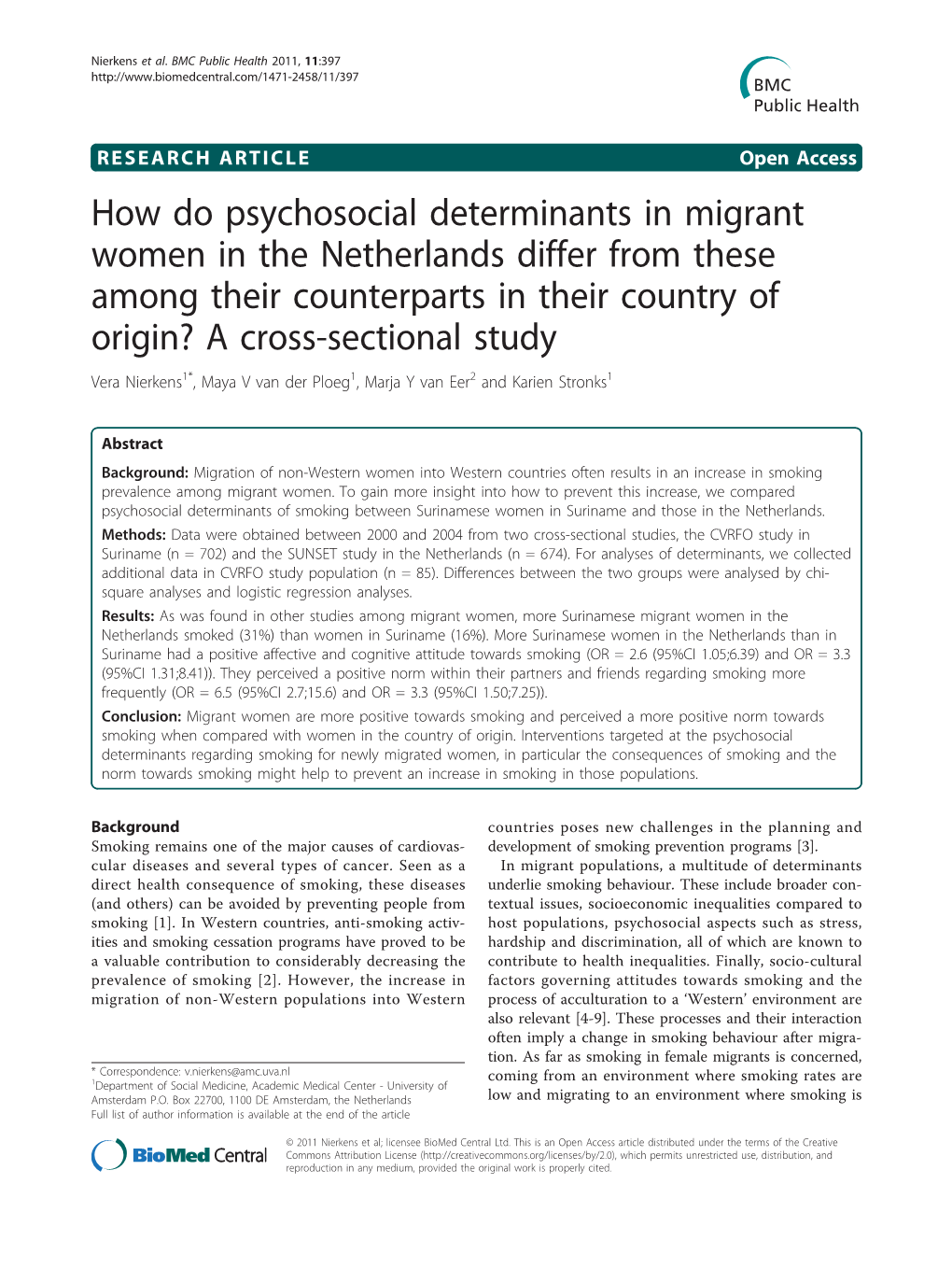 How Do Psychosocial Determinants in Migrant Women in the Netherlands