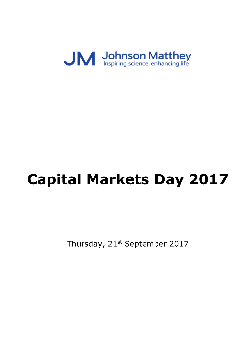 Capital Markets Day 2017 Transcript