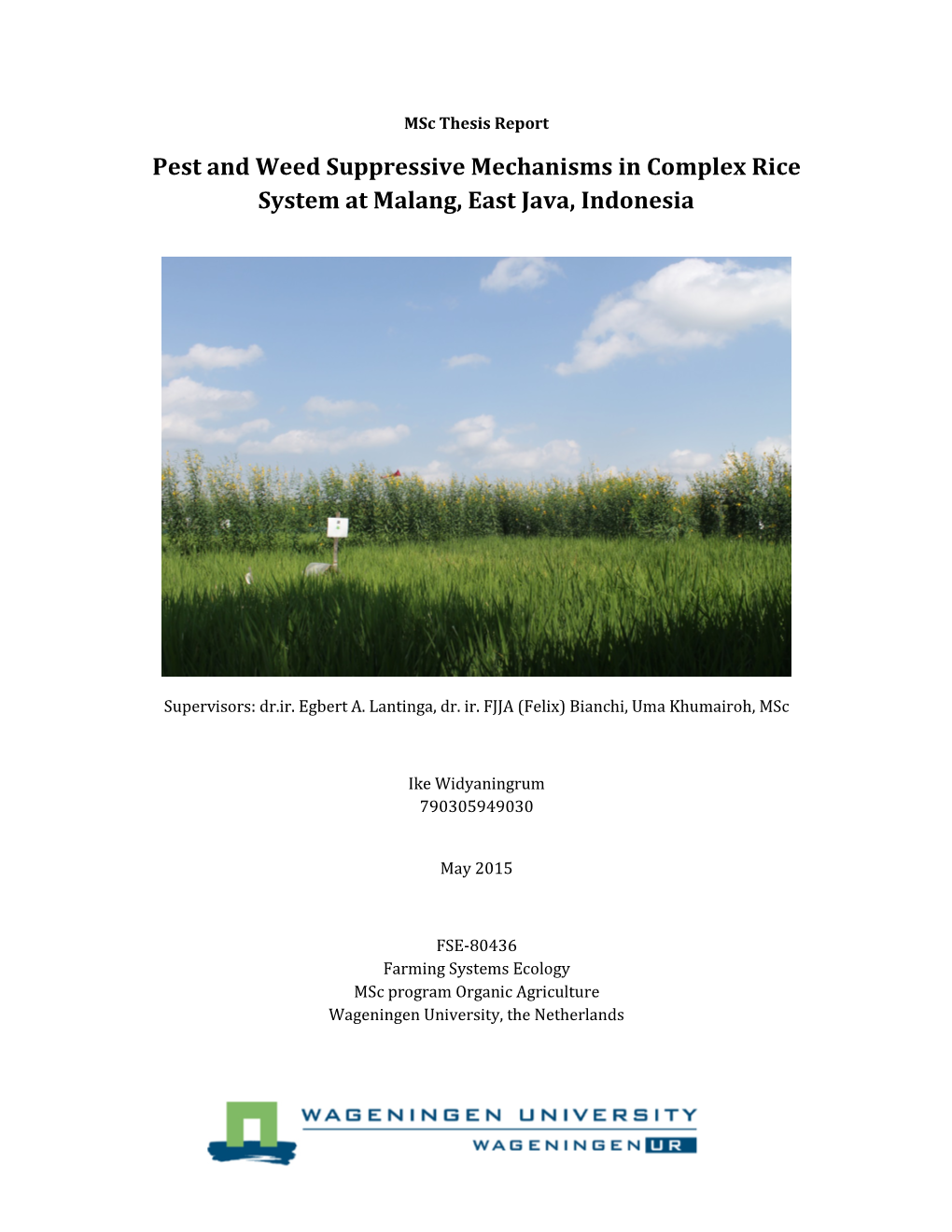 Pest and Weed Suppressive Mechanisms in Complex Rice System at Malang, East Java, Indonesia