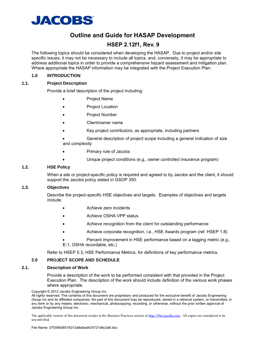 GSOP 351F1: Office HSE Sample