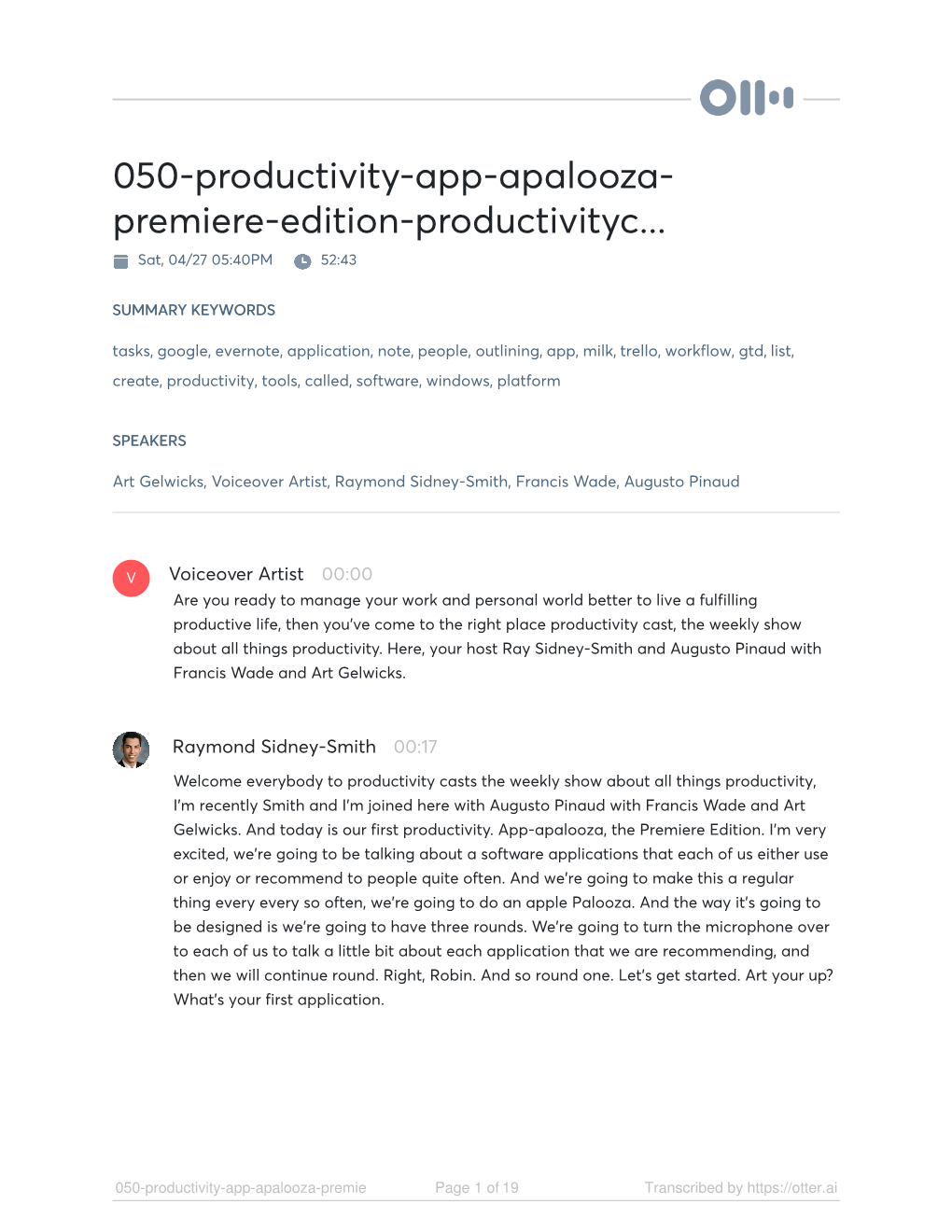 050-Productivity-App-Apalooza- Premiere-Edition-Productivityc... Sat, 04/27 05:40PM 52:43