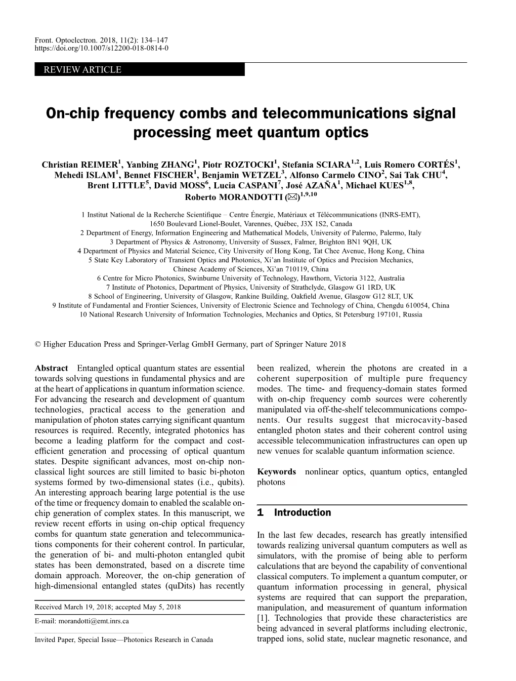 On-Chip Frequency Combs and Telecommunications Signal Processing Meet Quantum Optics