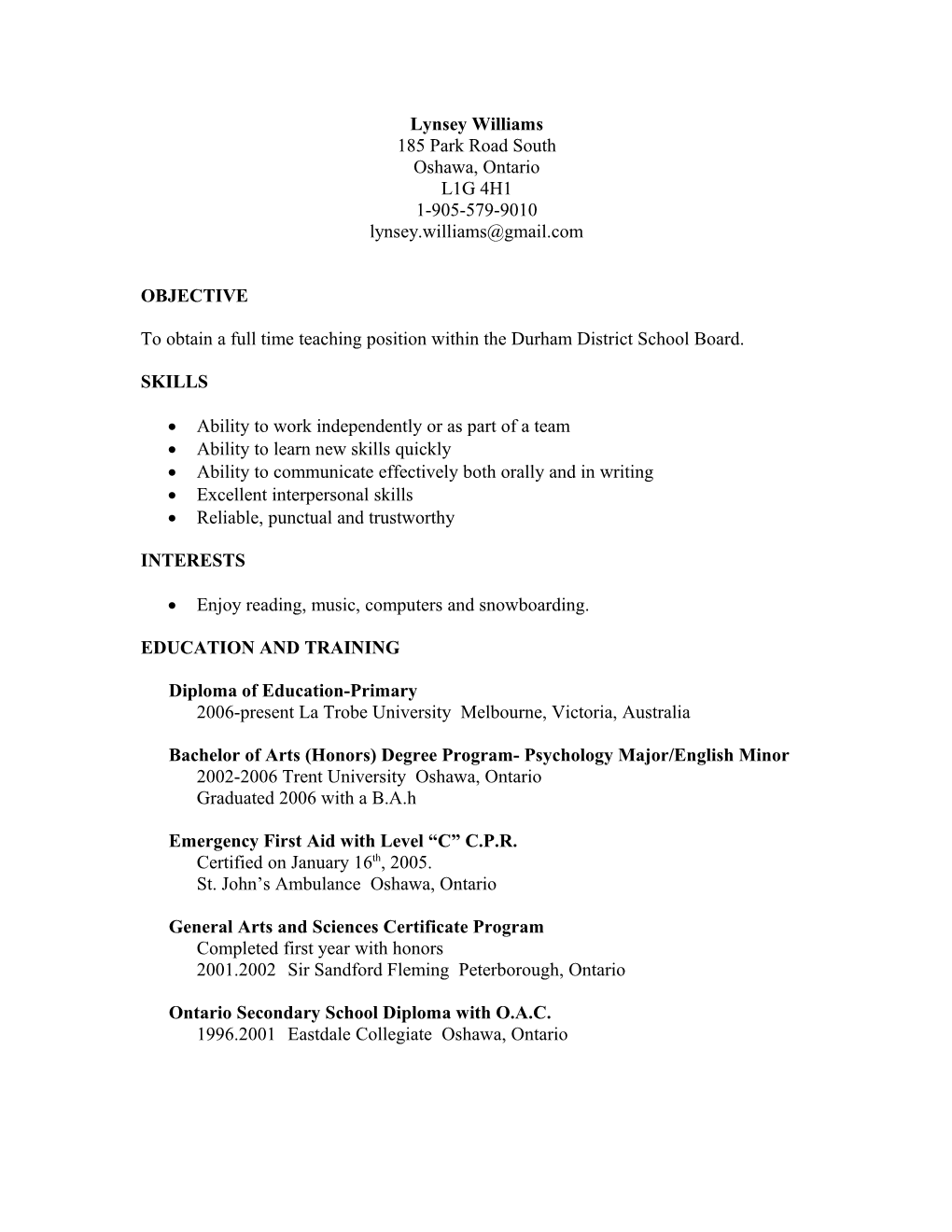 Lynsey Williams Resume