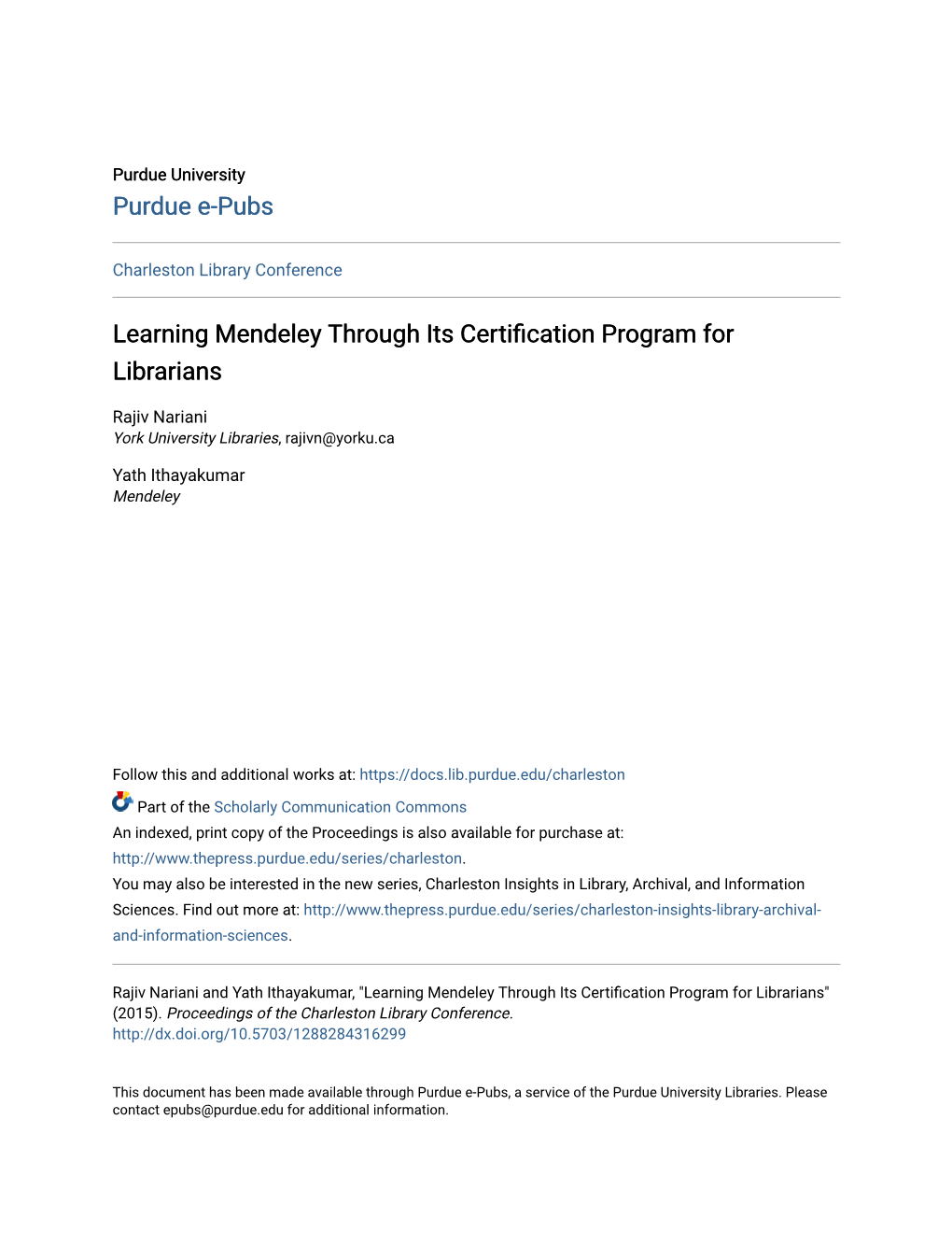 Learning Mendeley Through Its Certification Program for Librarians