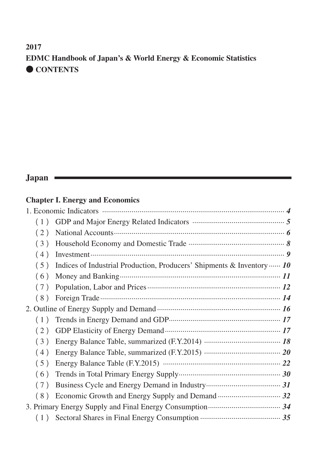 Chapter I. Energy and Economics 1. Economic Indicators