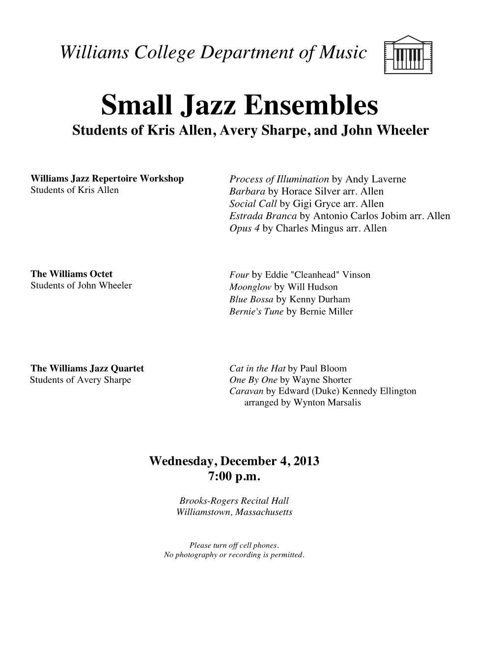 1204 Small Jazz Ensembles Program