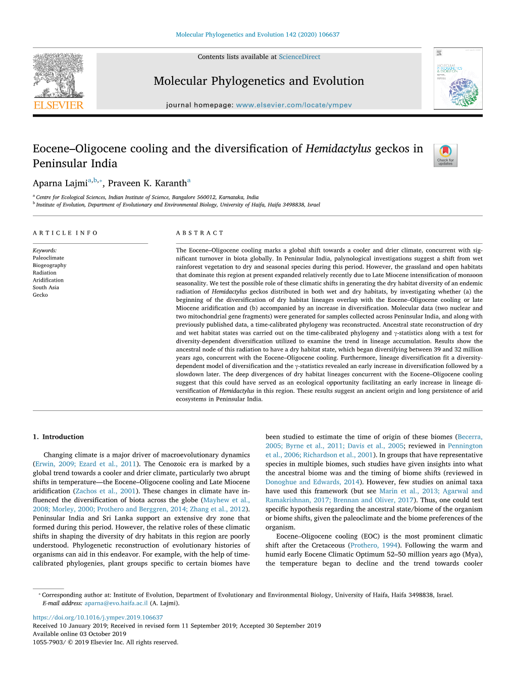 Eocene–Oligocene Cooling and the Diversification of Hemidactylus