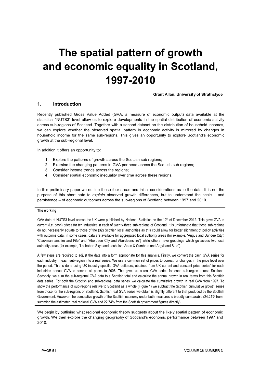 The Spatial Pattern of Growth and Economic Equality in Scotland, 1997-2010
