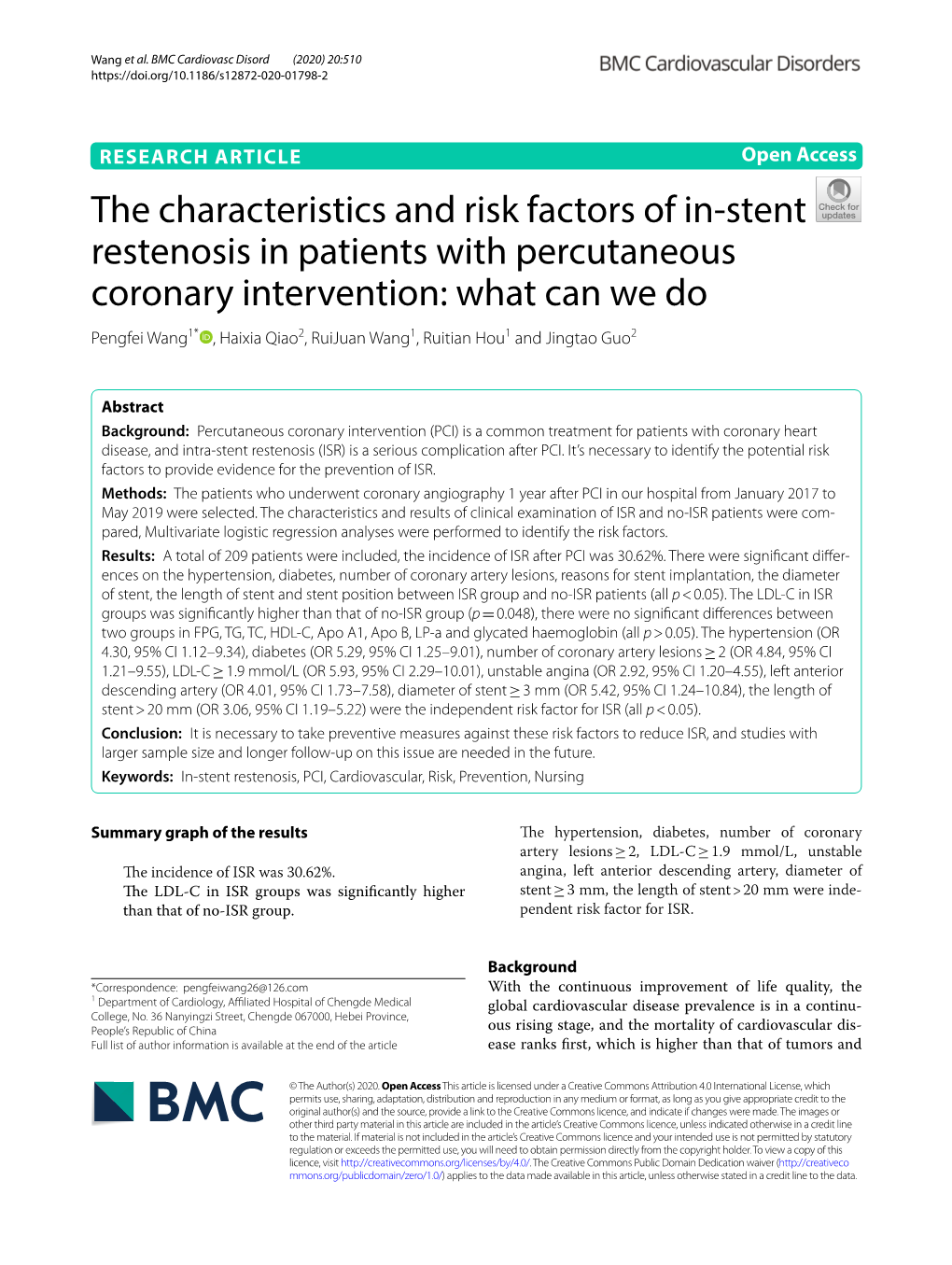 The Characteristics and Risk Factors of In-Stent Restenosis in Patients With