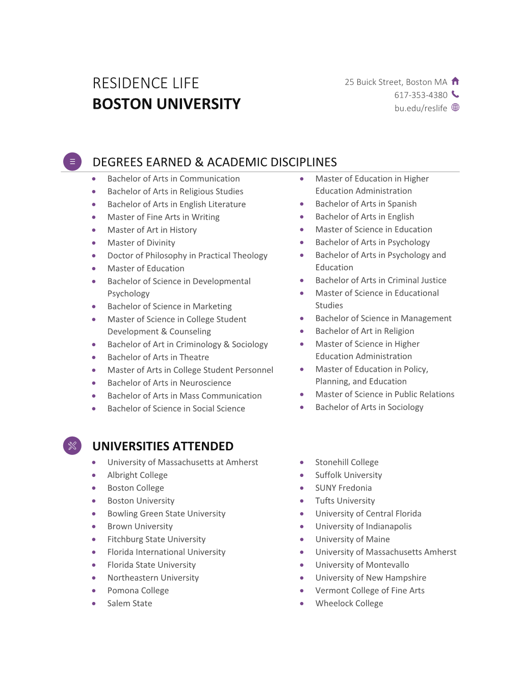 Residence Life Boston University