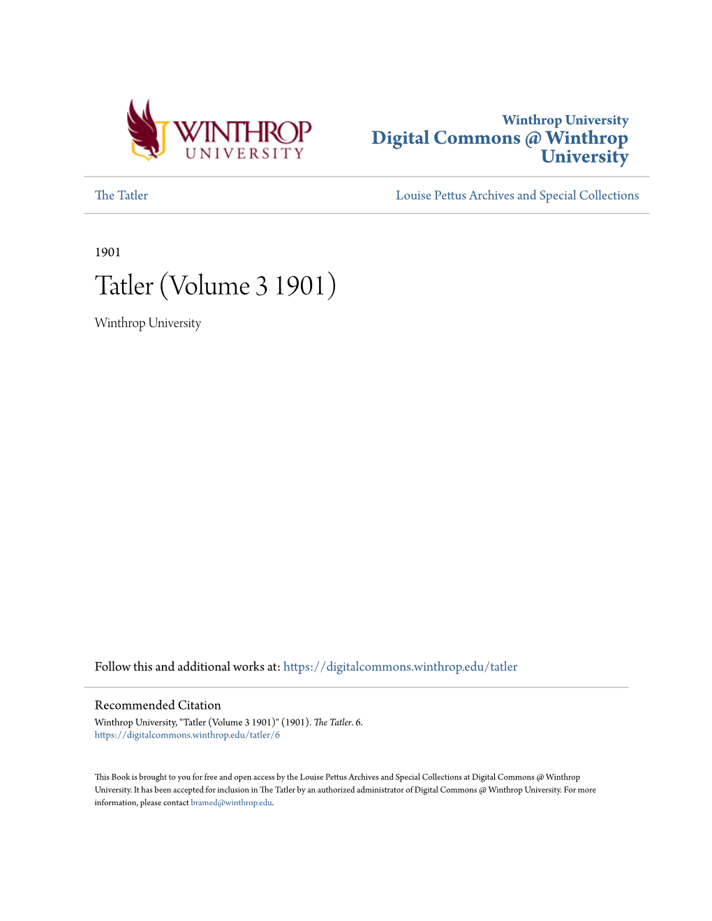 Tatler (Volume 3 1901) Winthrop University