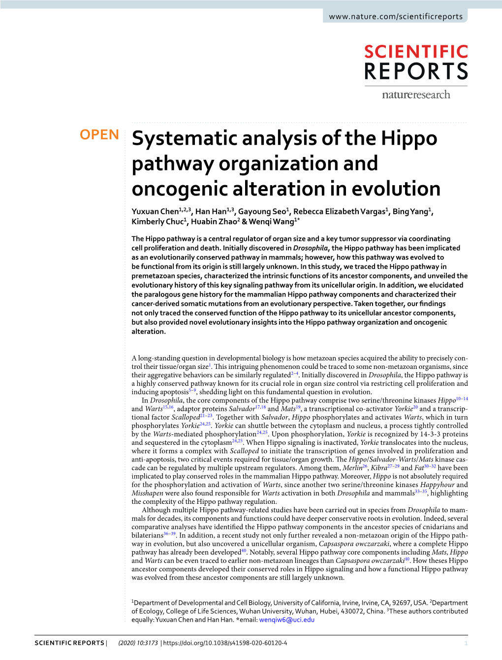 Systematic Analysis of the Hippo Pathway Organization And
