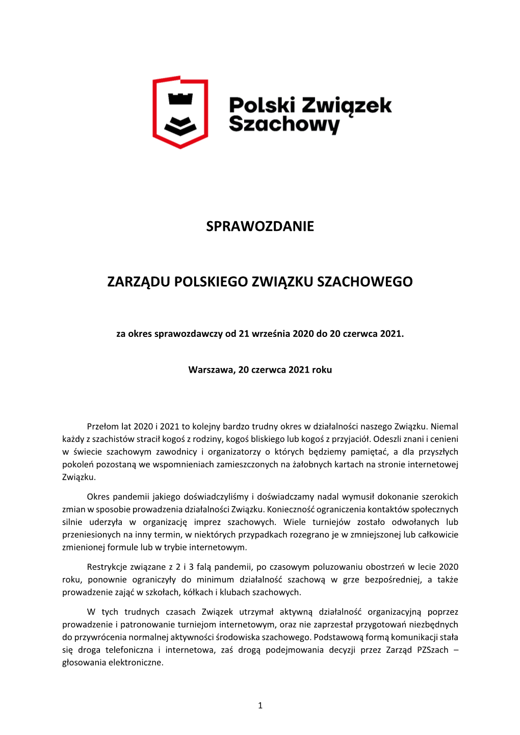 Sprawozdanie Zarządu Polskiego Związku