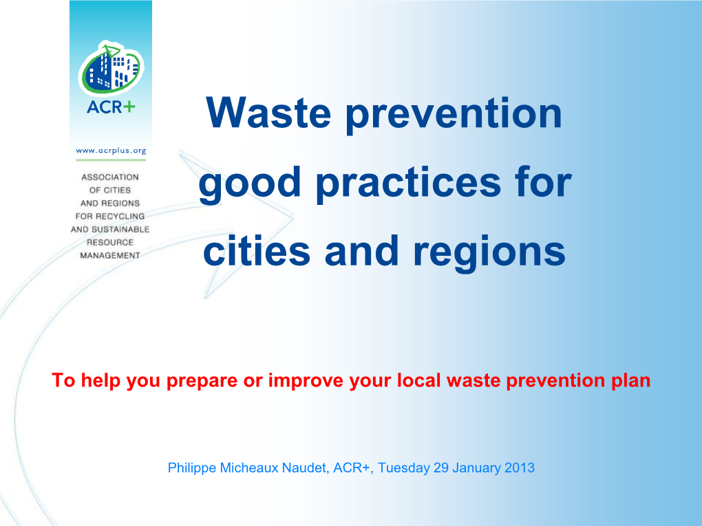 What Is Waste Prevention?