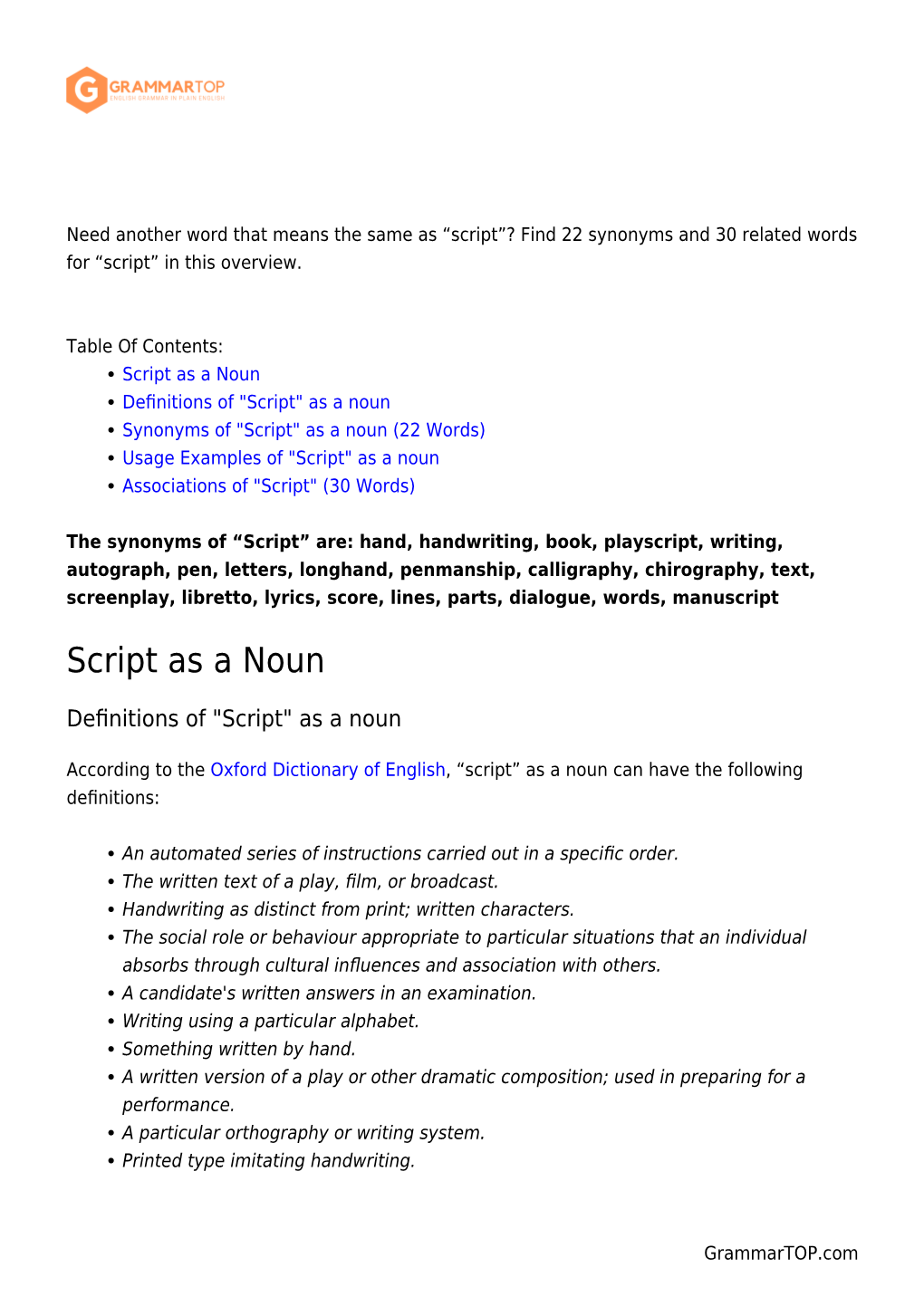 Script”? Find 22 Synonyms and 30 Related Words for “Script” in This Overview