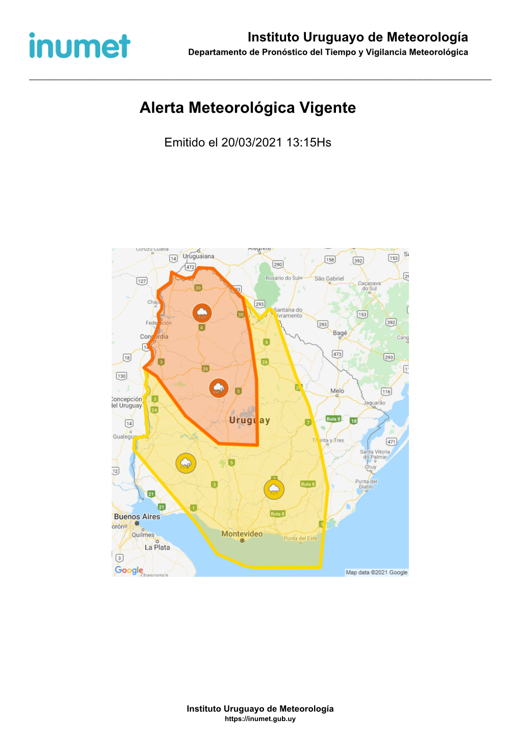 Alerta Meteorológica Vigente