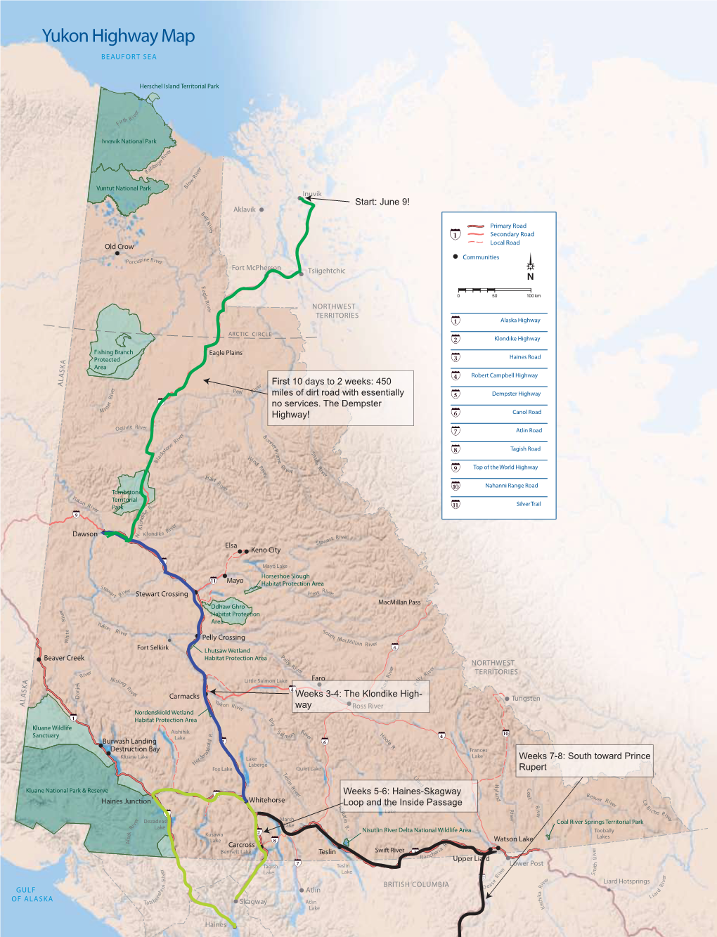 Yukon Highway Map BEAUFORT SEA