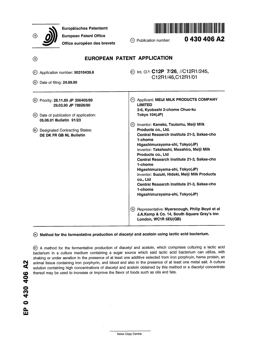 Method for the Fermentative Production of Diacetyl and Acetoin Using Lactic Acid Bacterium