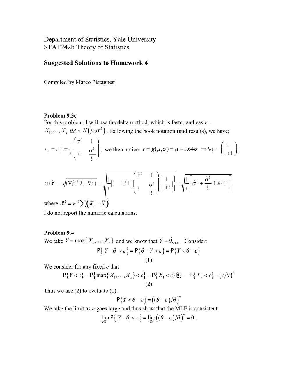 Department of Statistics, Yale University s1