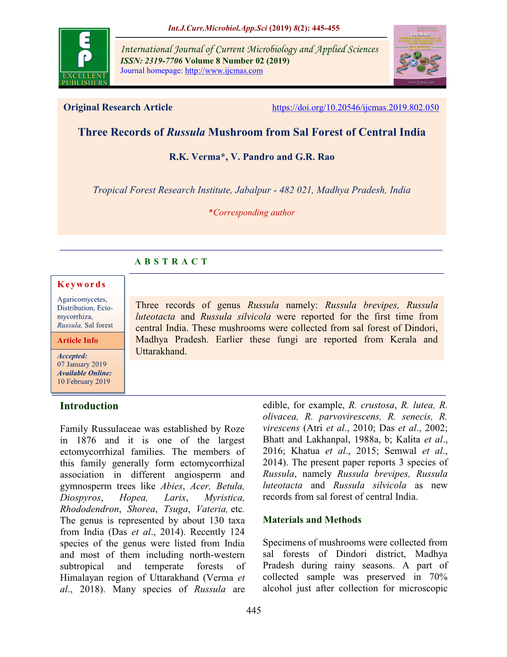 Three Records of Russula Mushroom from Sal Forest of Central India